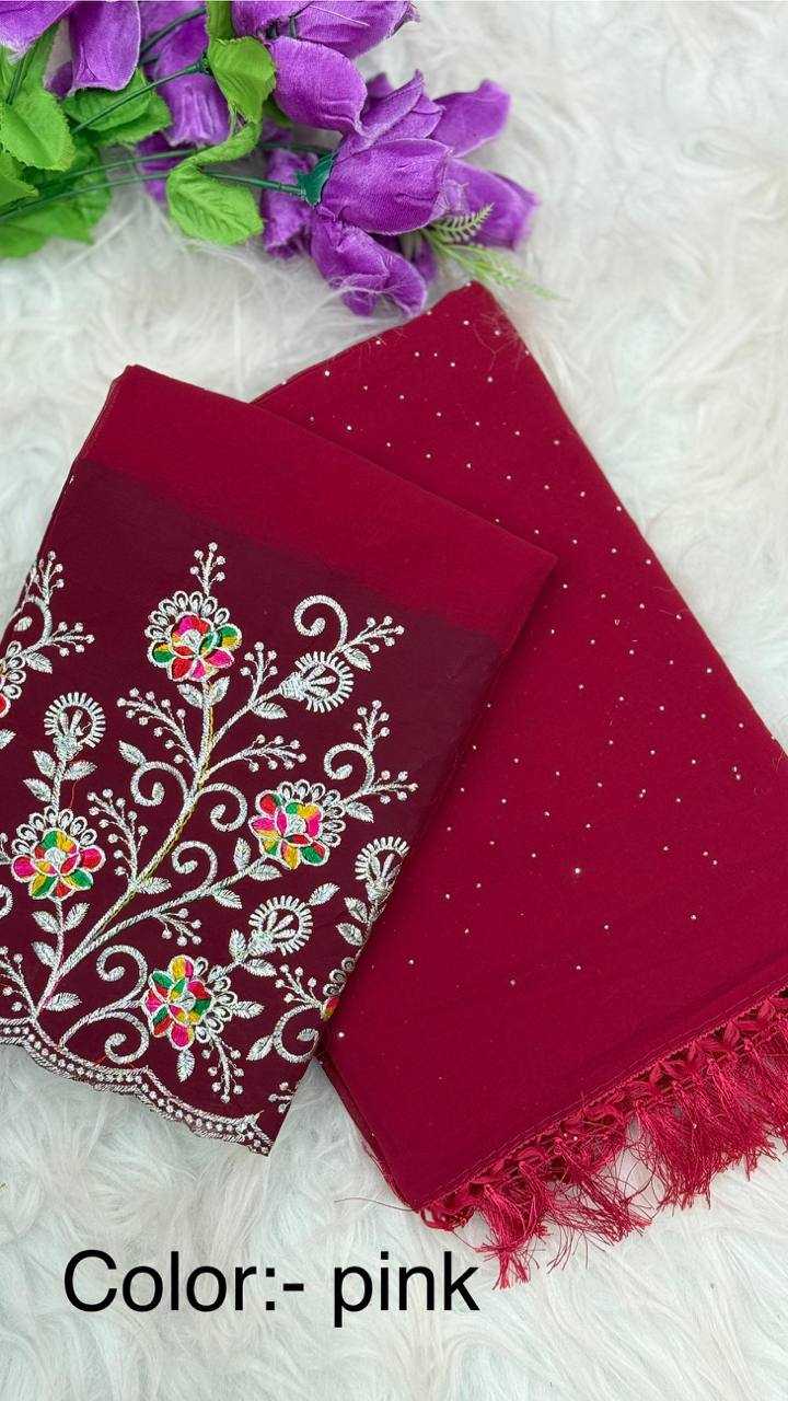 YNF FAUX GEORGETTE RIN170 RUD11 SAREES WHOLESALE EMBROIDERED CUTWORK FANCY SAREES MANUFACTURER