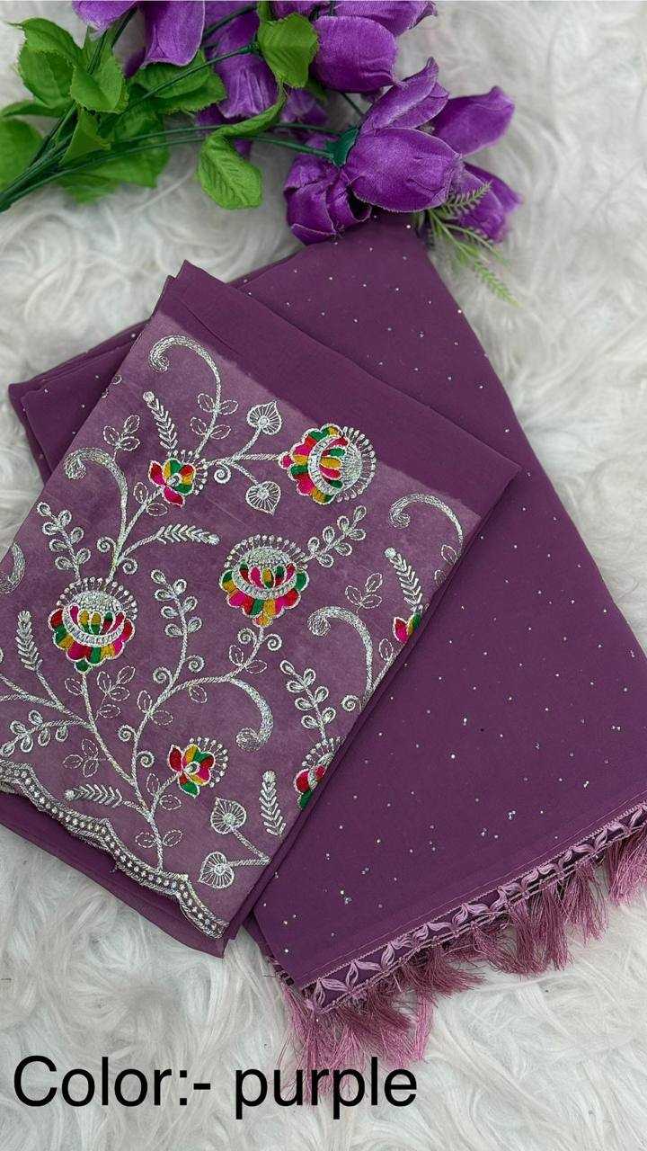 YNF FAUX GEORGETTE RIN170 RUD12 SAREES WHOLESALE EMBROIDERED CUT WORK PARTY WEAR SAREES MANUFACTURER