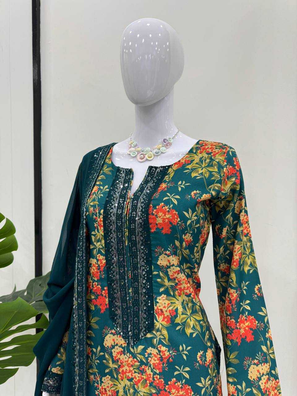 YNF FRENCH SILK RIN169 5811 SUITS & DRESSES WHOLESALE SILK PRINTED PARTY WEAR SUITS MANUFACTURER