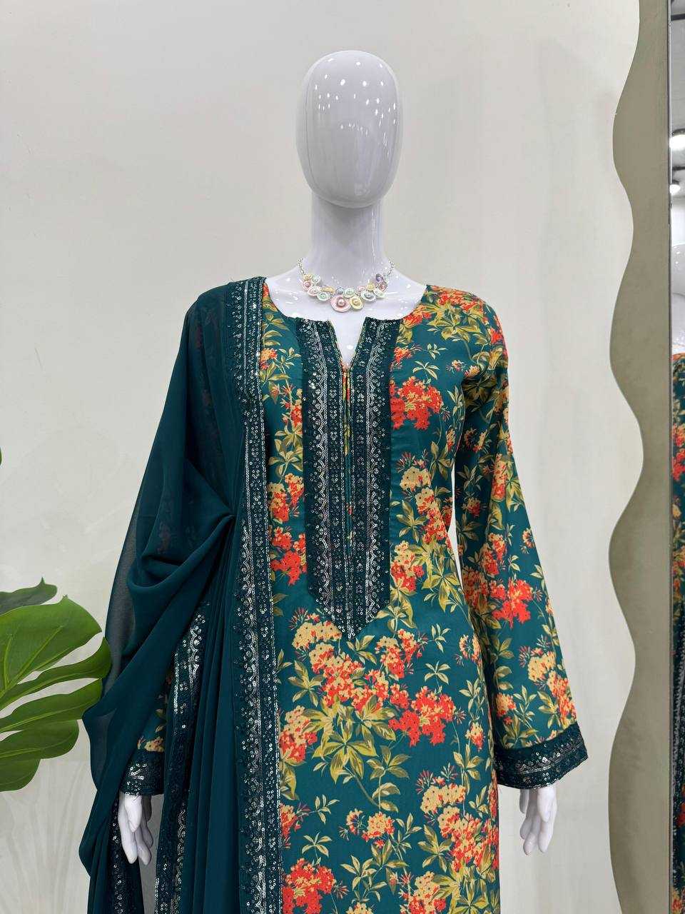 YNF FRENCH SILK RIN169 5811 SUITS & DRESSES WHOLESALE SILK PRINTED PARTY WEAR SUITS MANUFACTURER