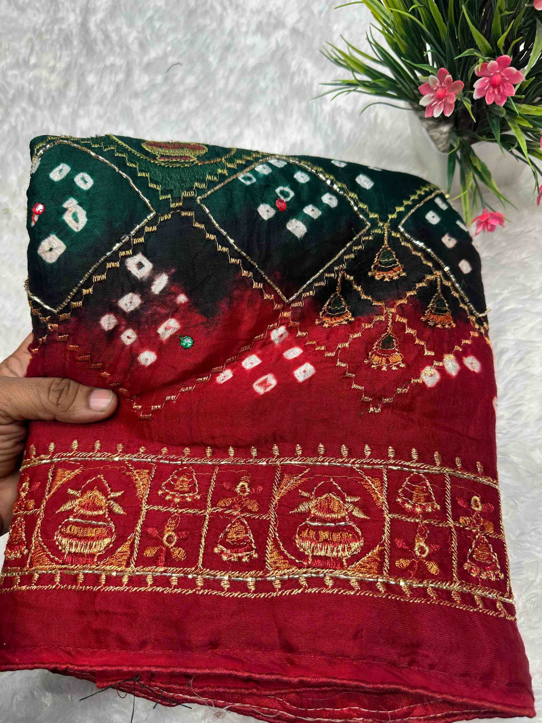 Ynf Gajji Silk KESH155 Gajji Ghantadi Sarees Wholesale Hand Work Sarees Embroidered Sarees Bandhani Bandhej Sarees Manufacturer