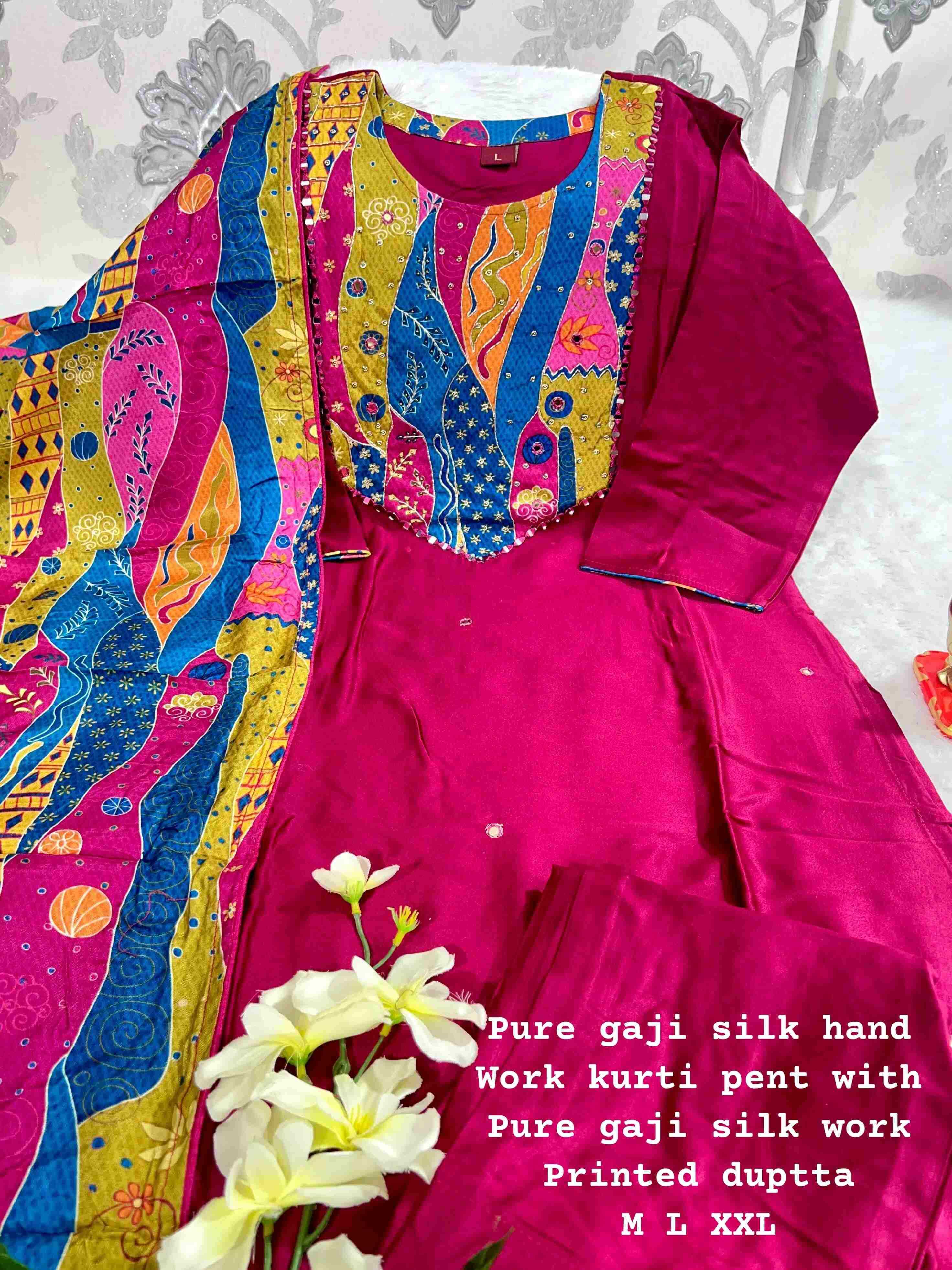 Ynf Gajji Silk KESH256 RNF86 Kurti Wholesale Mirror Work Kurti Silk Kurtis Kurti With Pants Manufacturer