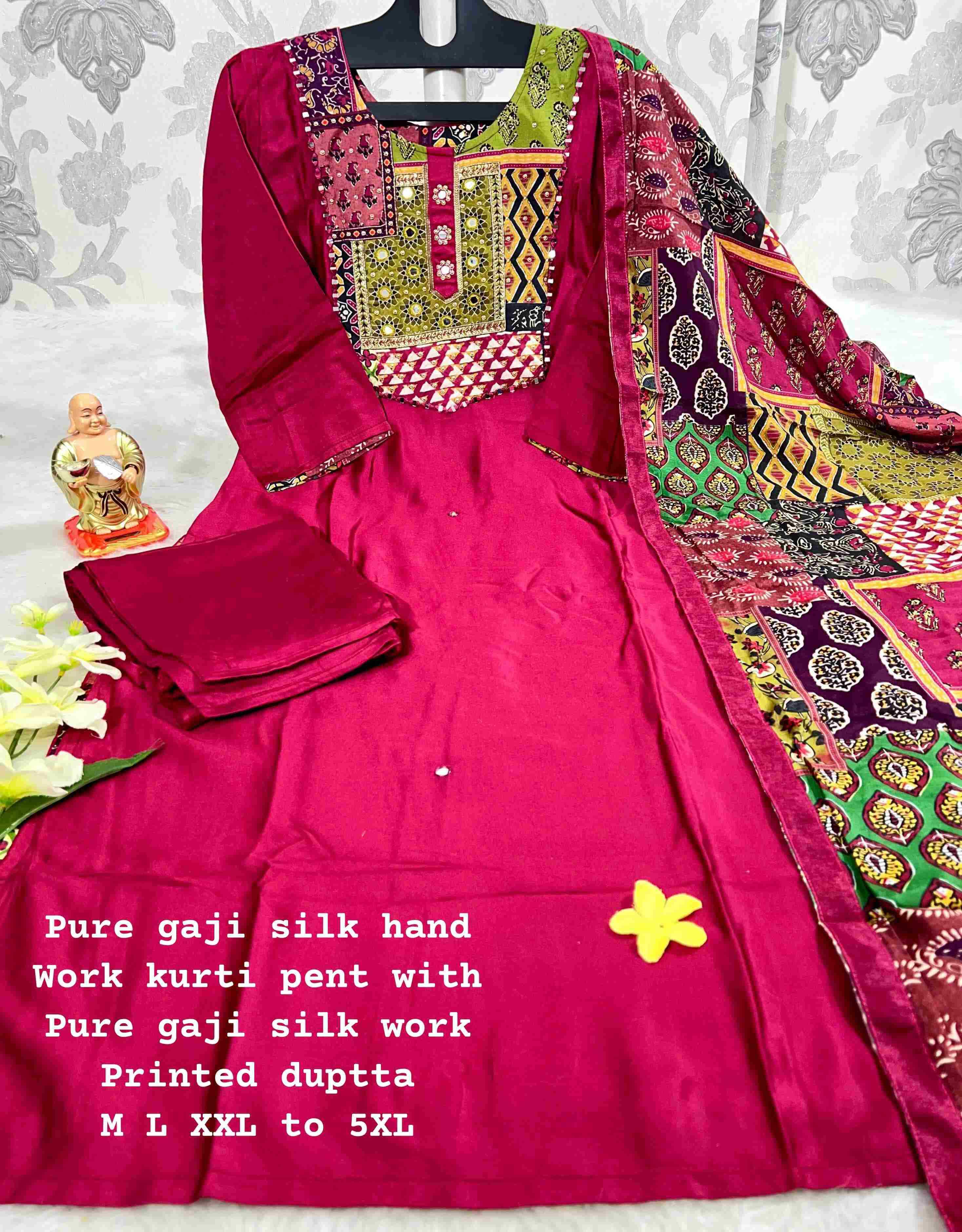 Ynf Gajji Silk KESH256 RNF86 Kurti Wholesale Mirror Work Kurti Silk Kurtis Kurti With Pants Manufacturer