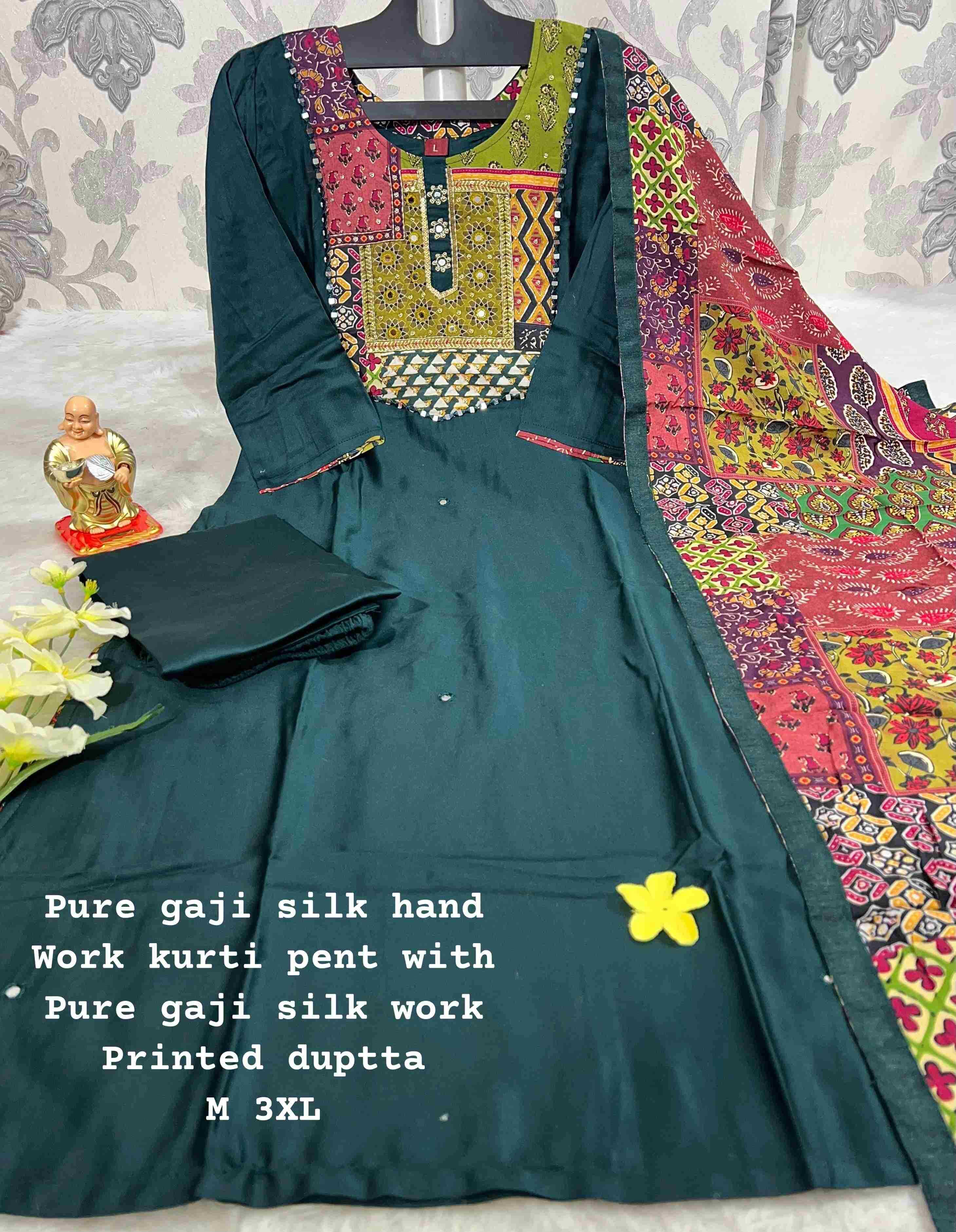 Ynf Gajji Silk KESH256 RNF86 Kurti Wholesale Mirror Work Kurti Silk Kurtis Kurti With Pants Manufacturer