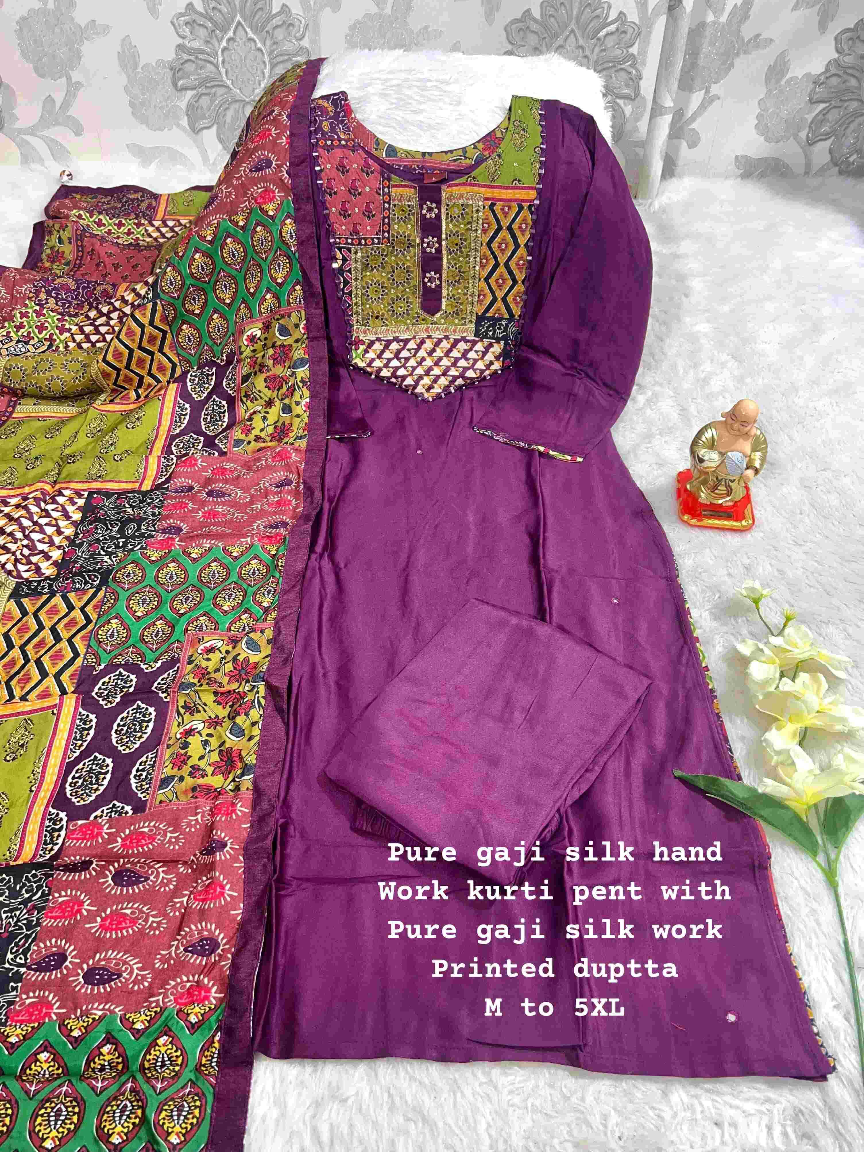 Ynf Gajji Silk KESH256 RNF86 Kurti Wholesale Mirror Work Kurti Silk Kurtis Kurti With Pants Manufacturer