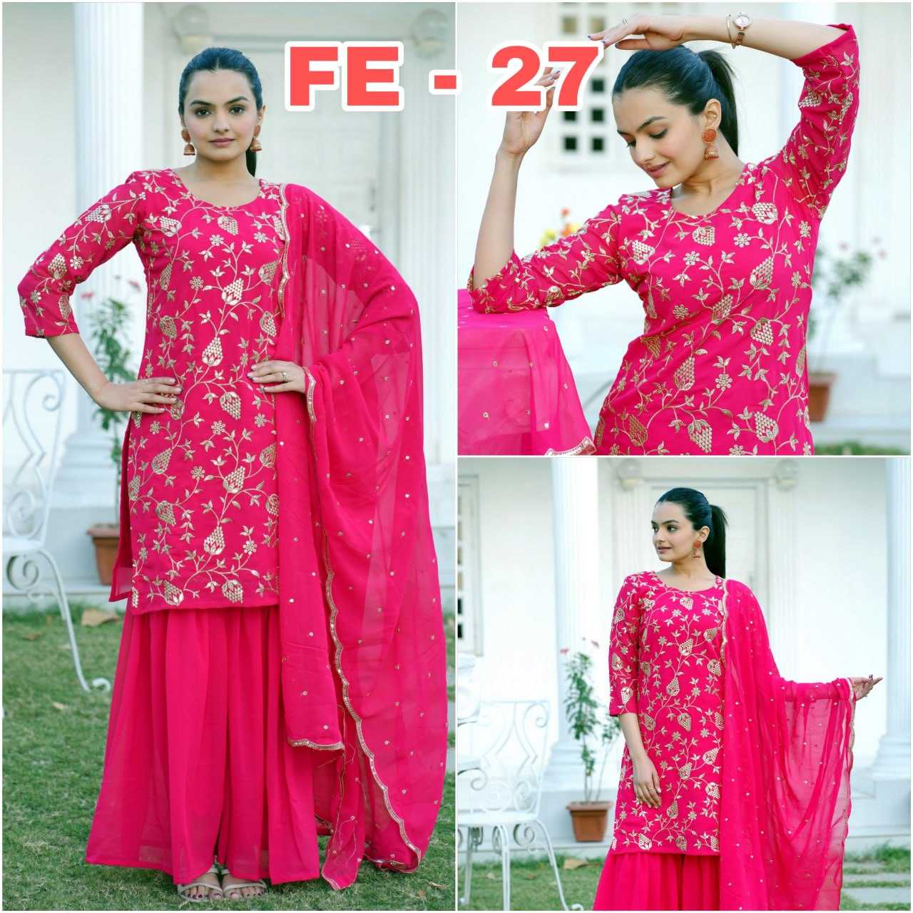 YNF GEOEGETTE KESH394 27 SUILS & DRESSE  WHOLESALE EID HIGH-LOW  EMBROIDERY SUITS MANUFACTURER