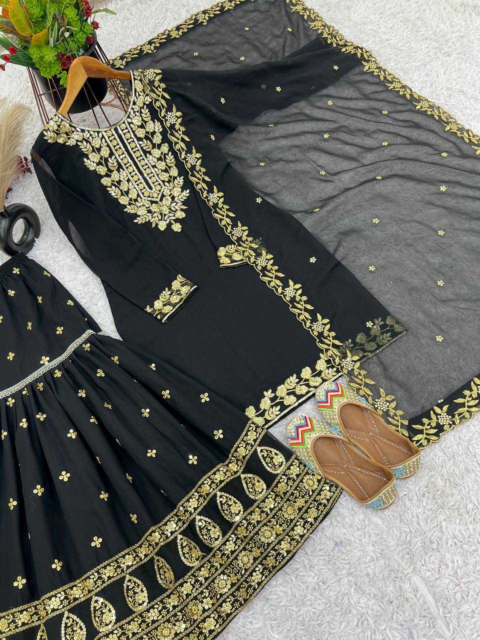 YNF GEORGETTE KESH128 403SUITS & DRSSES WHOLESALE EMBROIDERY SHARARA EID SUITS MANUFACTURER