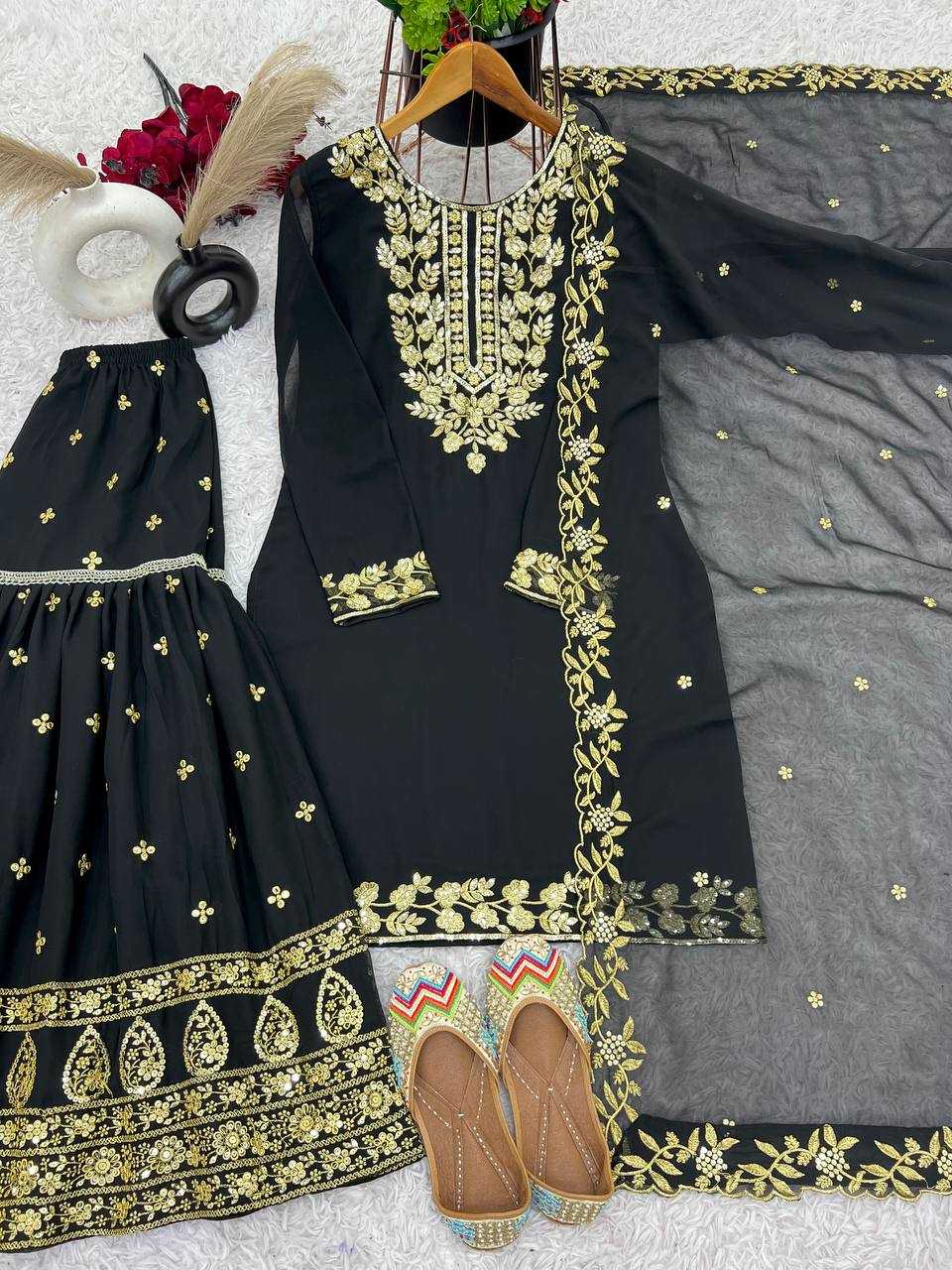 YNF GEORGETTE KESH128 403SUITS & DRSSES WHOLESALE EMBROIDERY SHARARA EID SUITS MANUFACTURER