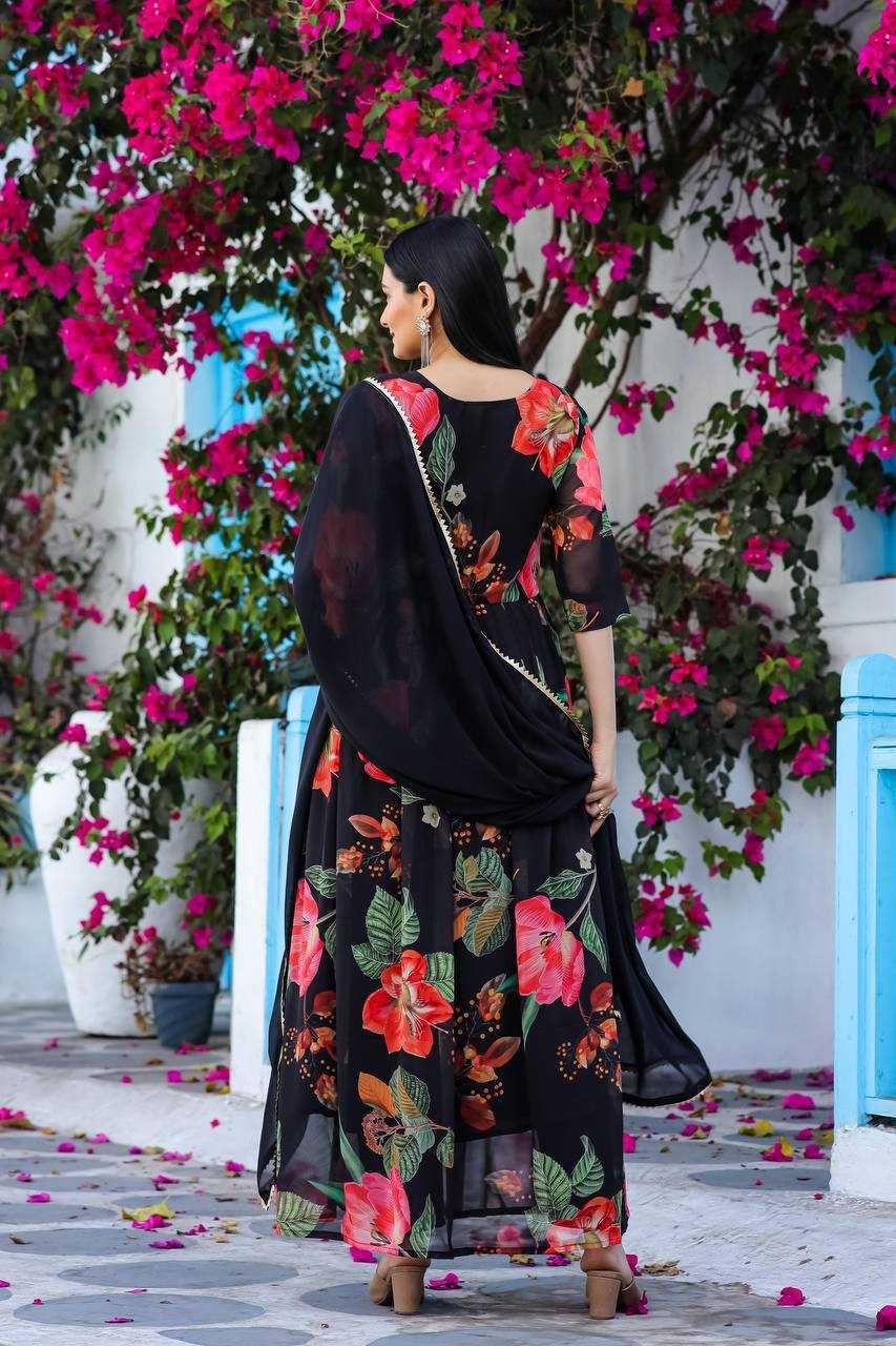 YNF GEORGETTE  KESH211 LDY125 SUITS & DRSSES WHOLESALE LONG LADIES ALIA CUT SUITS MANUFACTURER