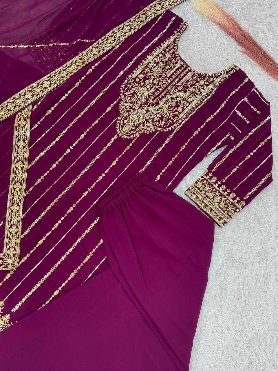 YNF GEORGETTE KESH227 1028 SUITS & DRESSES WHOLESALE LADIES EMBROIDERY PARTY SUITS MANUFACTURER