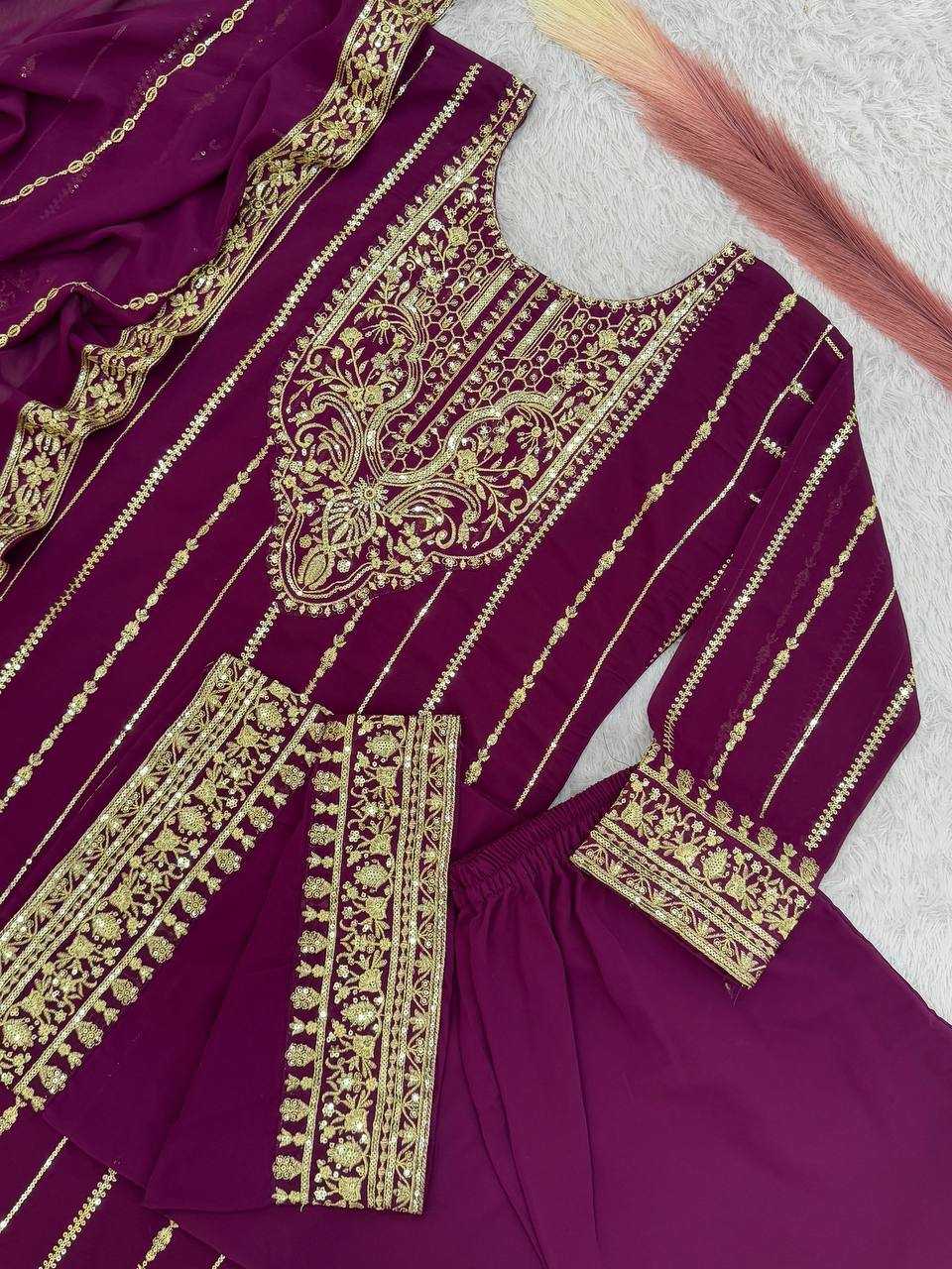 YNF GEORGETTE KESH227 1028 SUITS & DRESSES WHOLESALE LADIES EMBROIDERY PARTY SUITS MANUFACTURER