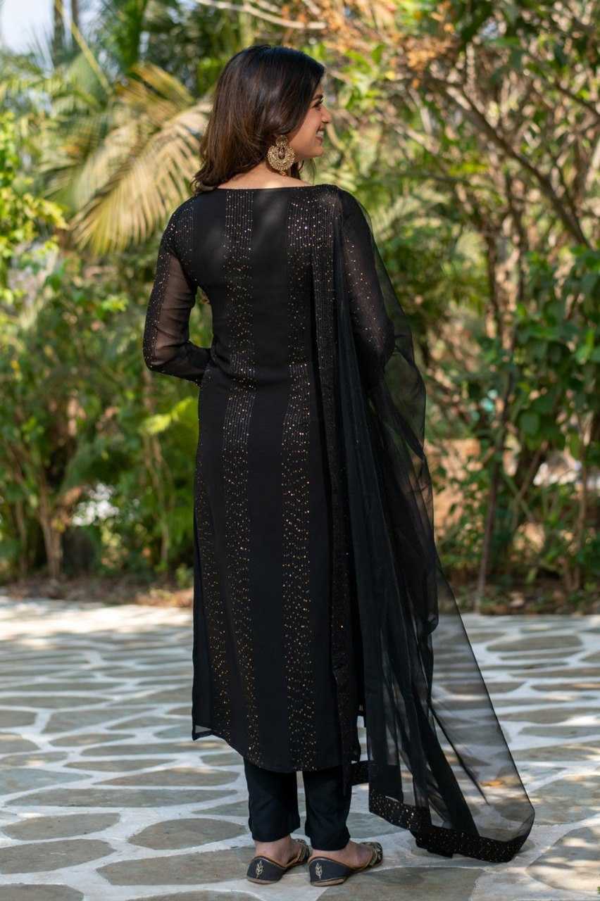 YNF GEORGETTE KESH242 BUMBUM SUITS & DRESSES WHOLESALE PAETY WEAR A-LINE BLACK SUITS MANUFACTURER