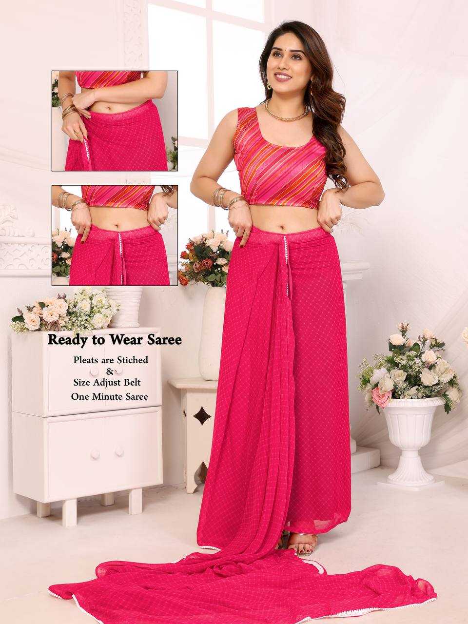 Ynf Georgette KESH245 RNF15 Sarees Wholesale Ready To Wear Sarees Georgette Sarees Sarees With Blouse Manufacturer