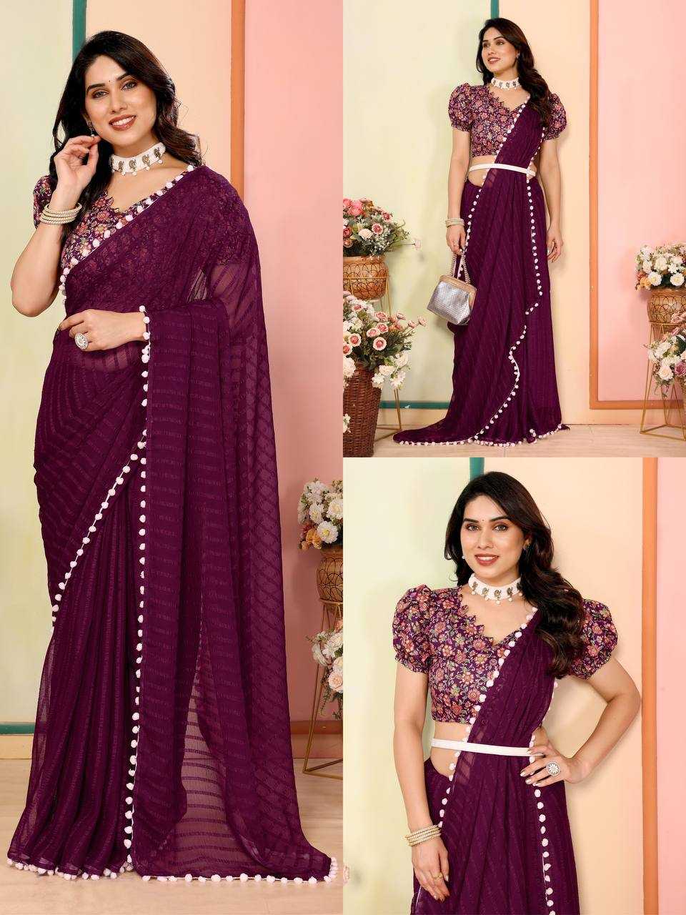 Ynf Georgette KESH245 RNF17 Sarees Wholesale Printed Sarees Georgette Sarees Plain Sarees Manufacturer