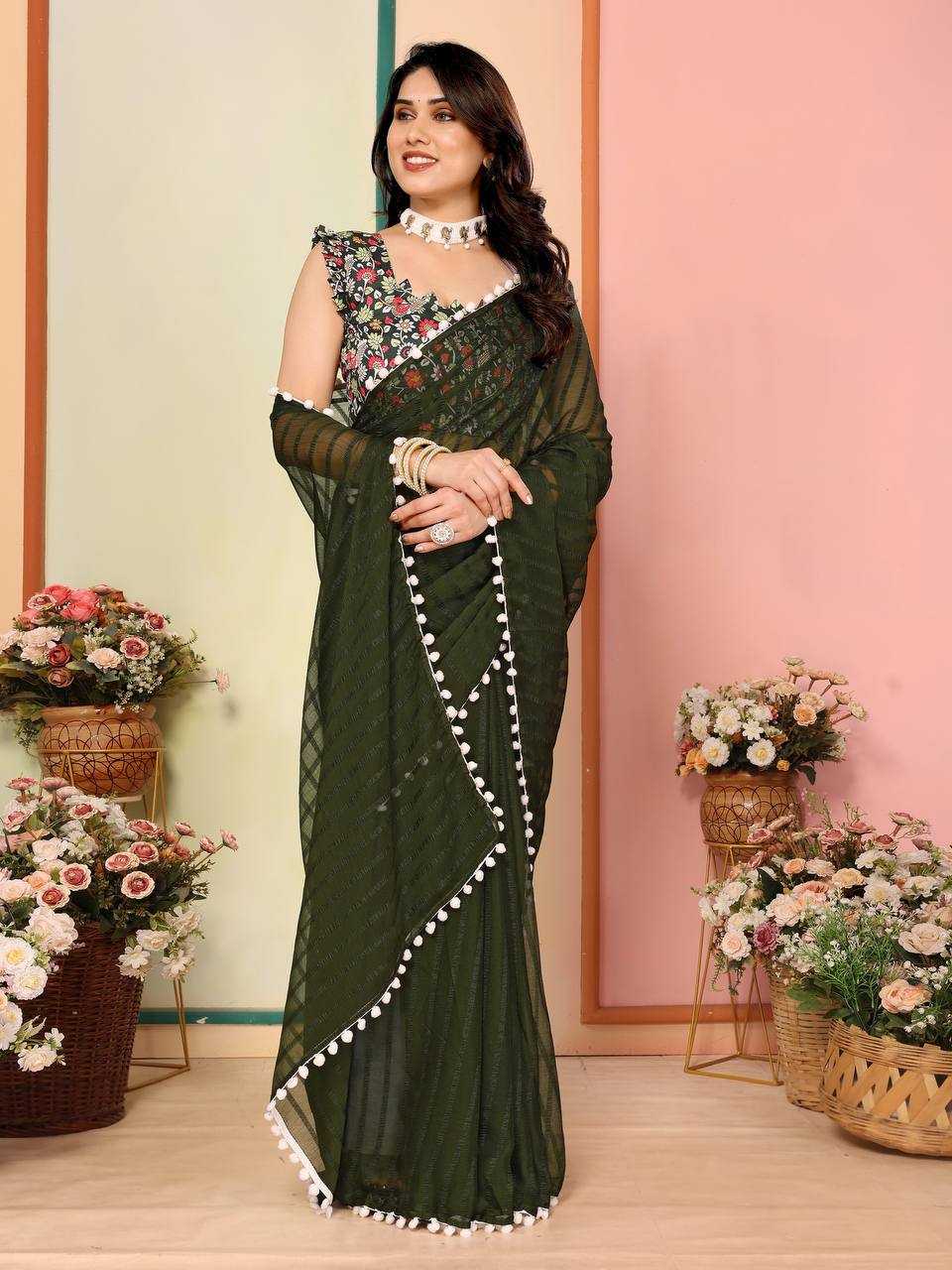 Ynf Georgette KESH245 RNF17 Sarees Wholesale Printed Sarees Georgette Sarees Plain Sarees Manufacturer