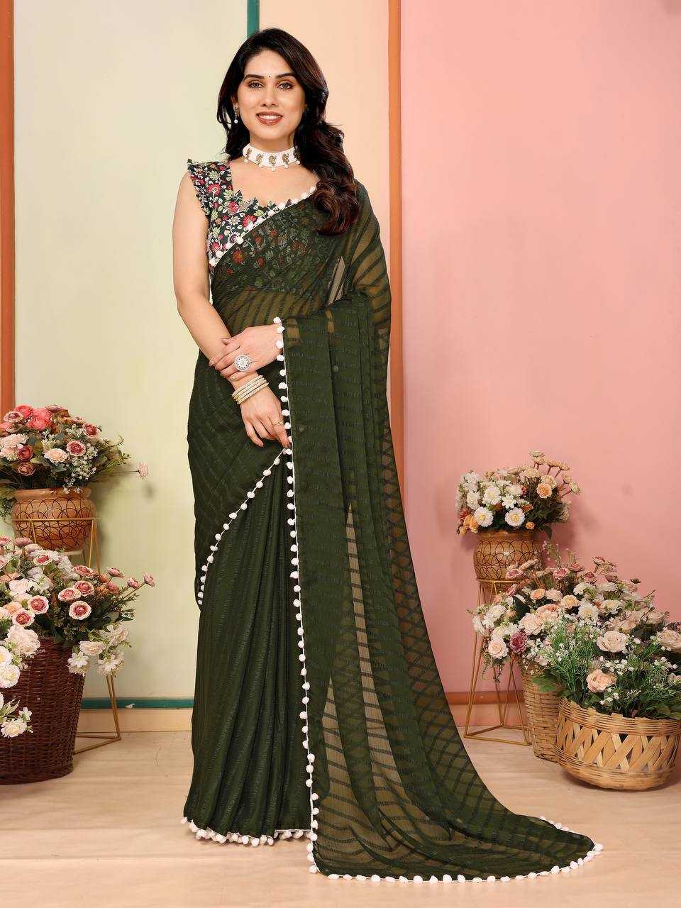 Ynf Georgette KESH245 RNF17 Sarees Wholesale Printed Sarees Georgette Sarees Plain Sarees Manufacturer