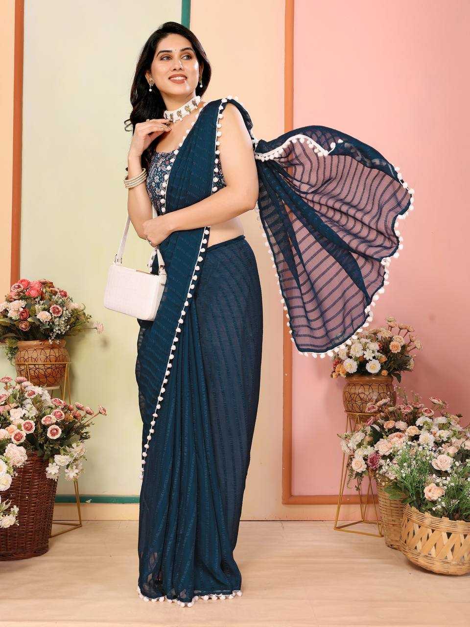 Ynf Georgette KESH245 RNF17 Sarees Wholesale Printed Sarees Georgette Sarees Plain Sarees Manufacturer