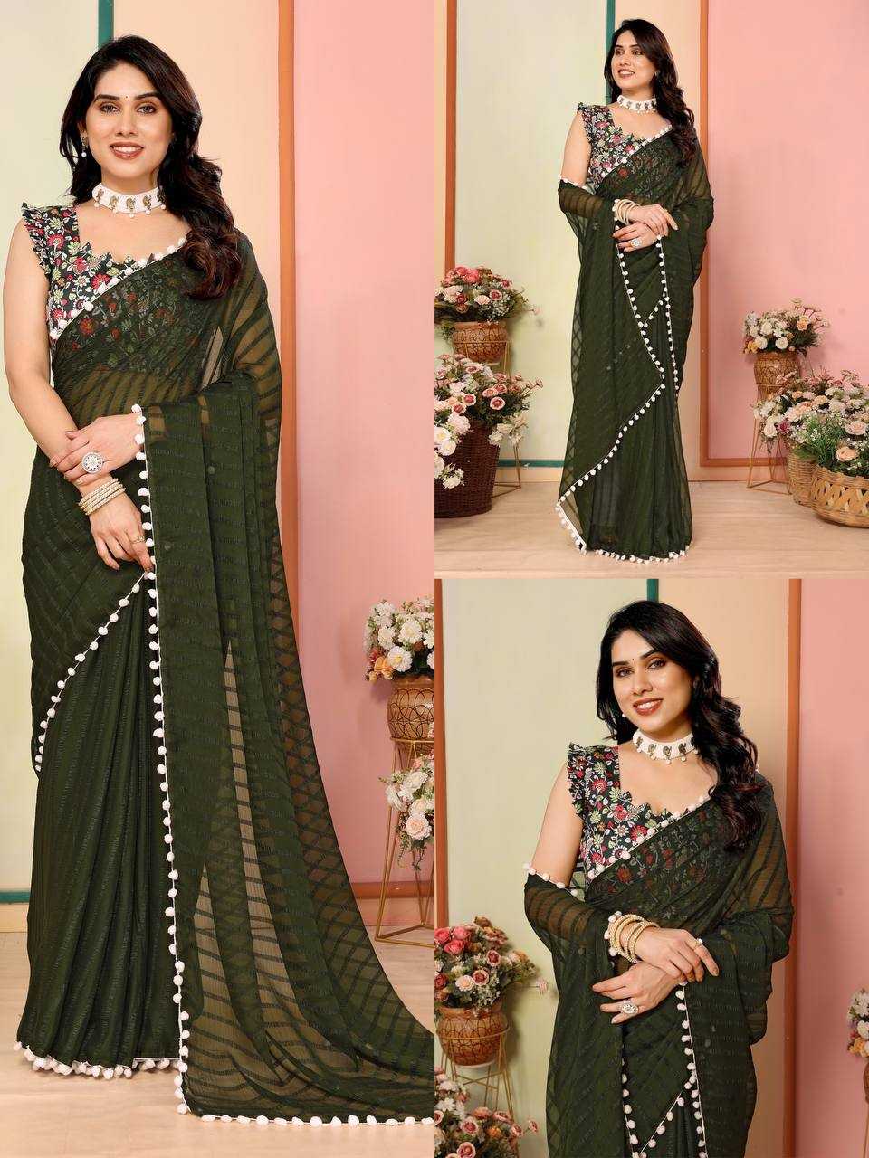 Ynf Georgette KESH245 RNF17 Sarees Wholesale Printed Sarees Georgette Sarees Plain Sarees Manufacturer