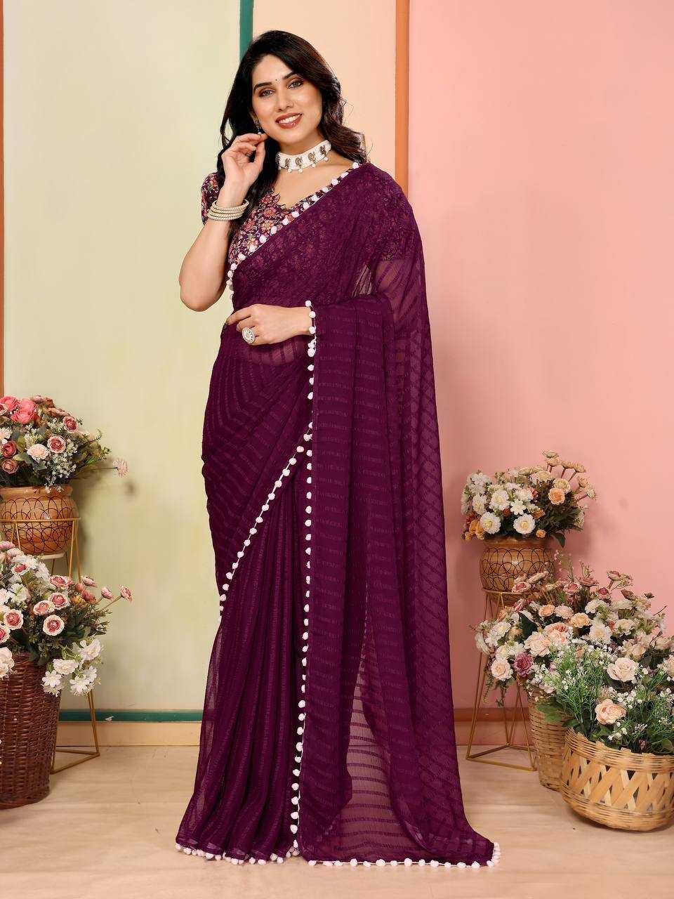 Ynf Georgette KESH245 RNF17 Sarees Wholesale Printed Sarees Georgette Sarees Plain Sarees Manufacturer