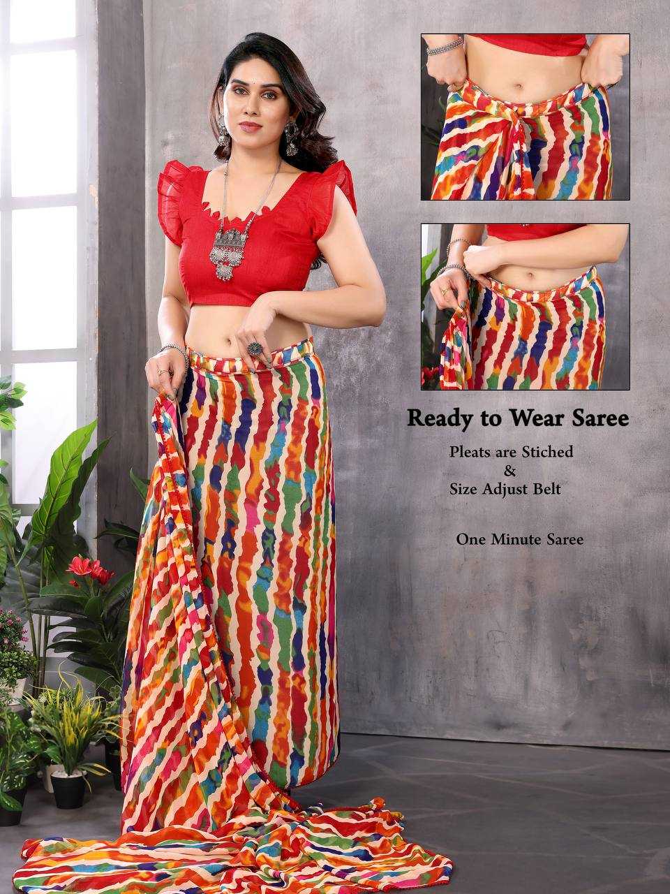 Ynf Georgette KESH245 RNF18 Sarees Wholesale Ready To Wear Sarees Printed Sarees Georgette Sarees Manufacturer