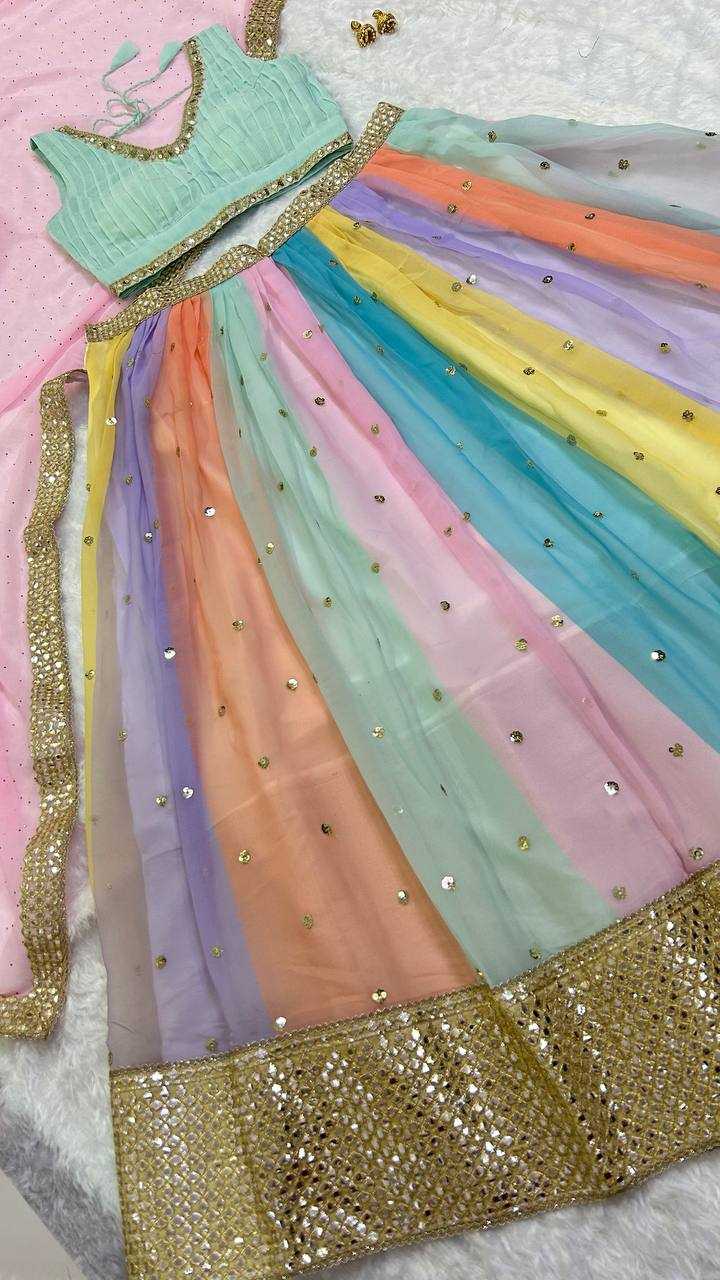 YNF GEORGETTE  KESH270 63 LEHEANGA WHOLESALEGEORGETTE ZARI SEQUINS LEHENGA MANUFACTURER