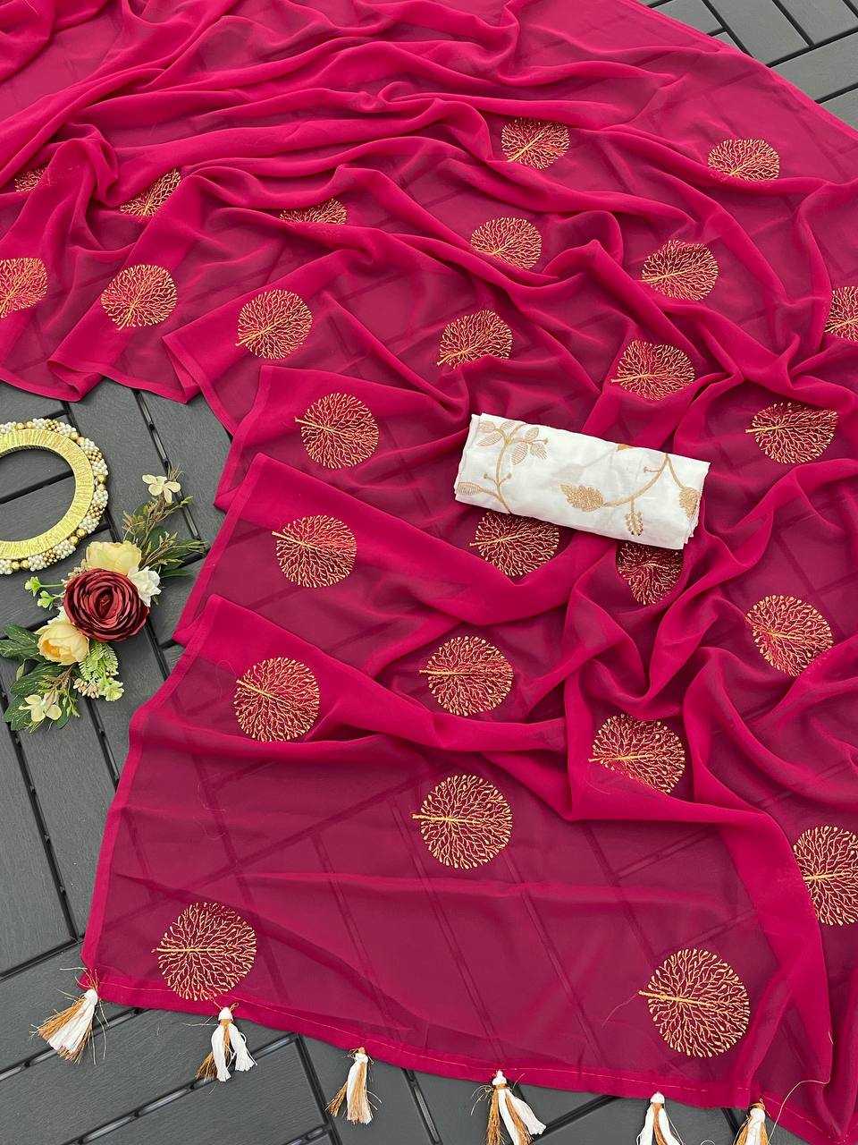 Ynf Georgette KESH336 GOLA Sarees Wholesale Georgette Sarees Embroidered Sarees Zari Sarees Manufacturer