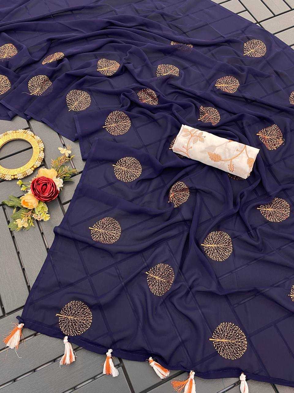 Ynf Georgette KESH336 GOLA Sarees Wholesale Georgette Sarees Embroidered Sarees Zari Sarees Manufacturer