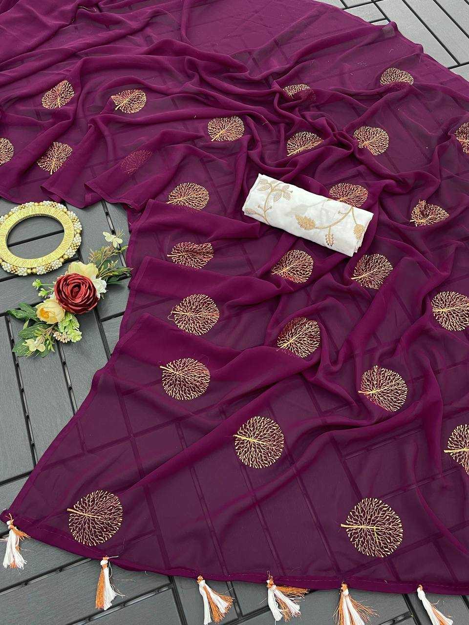 Ynf Georgette KESH336 GOLA Sarees Wholesale Georgette Sarees Embroidered Sarees Zari Sarees Manufacturer