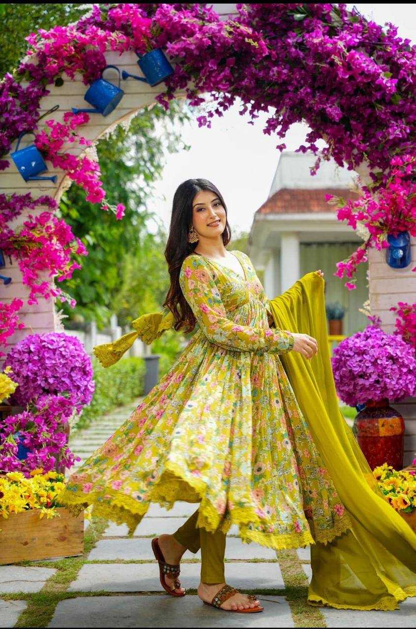 YNF GEORGETTE KESH403 DBI13 GOWNS WHOLESALE PRINTED FANCY ANARKALI GOWNS MANUFACTURER