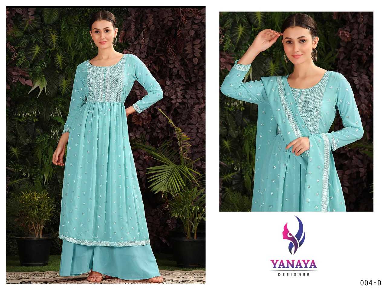 YNF GEORGETTE KESH409 004 SUIT WHOLESALE GEORGETTE EMBROIDERY PALAZZO SUIT MANUFACTURER