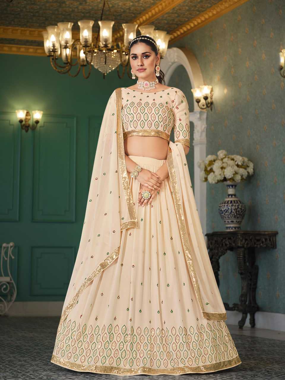 Ynf Georgette KESH417 176 Lehengas Wholesale Embroidered Lehenga Thread Work Lehenga Sequins Lehenga Manufacturer