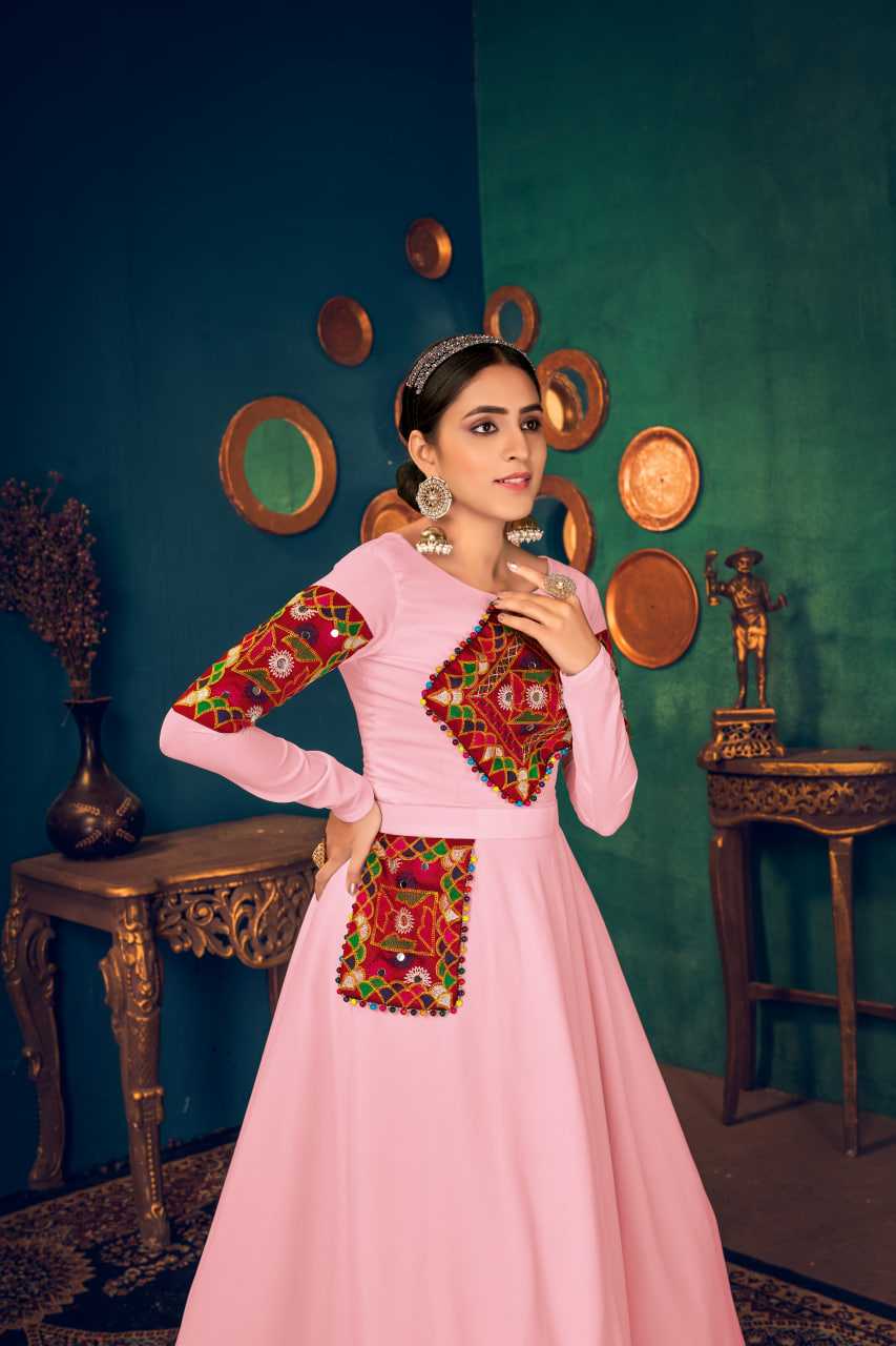 Ynf Georgette KESH417 4621 Gowns Wholesale Embroidery Gowns Georgette Gown Pink Gown Manufacturer