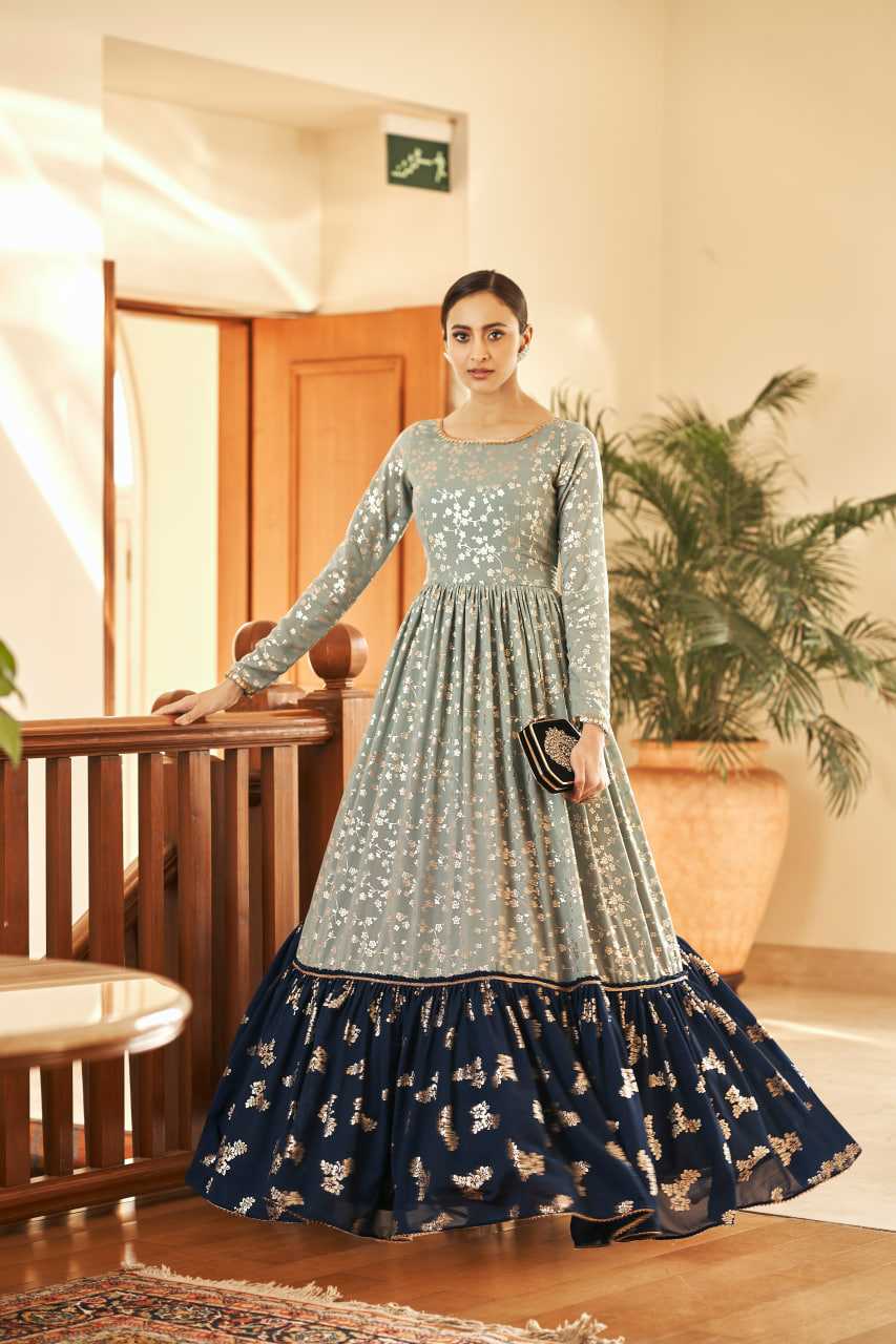 Ynf Georgette KESH417 4706 Gowns Wholesale Long Gowns Georgette Gown Full Sleeve Gowns Manufacturer