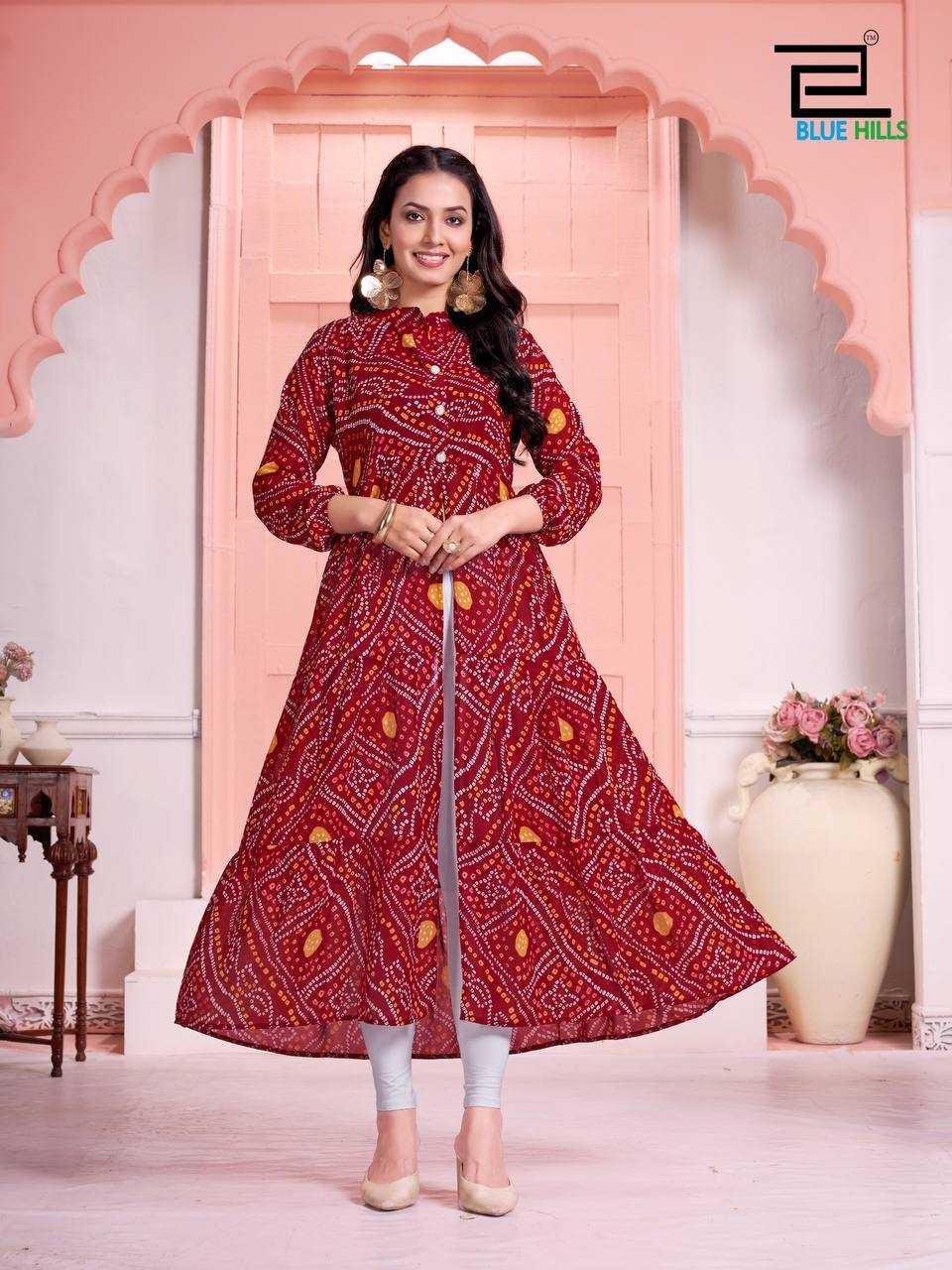 YNF GEORGETTE RIN125 Bandhej WESTERN WEARS WHOLESALE ONE PIECE DRESS MANUFACTURER