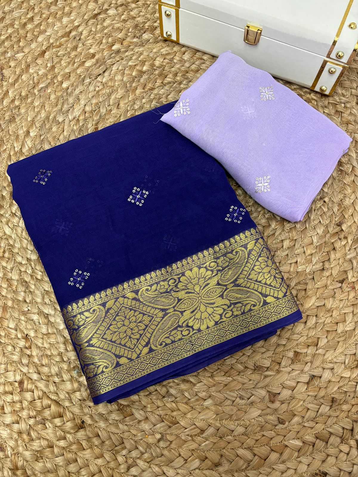 Ynf Georgette RIN178 SNT47 Sarees Wholesale Embroidered Sarees Butta Sarees Zari Border Sarees Manufacturer