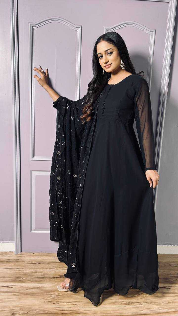 YNF GEORGETTE SUIT KESH270 279 BLACK SUIT WHOLESALE PUNJABI SUIT MANUFACTURER 