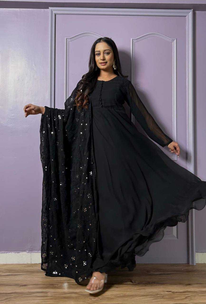 YNF GEORGETTE SUIT KESH270 279 BLACK SUIT WHOLESALE PUNJABI SUIT MANUFACTURER 