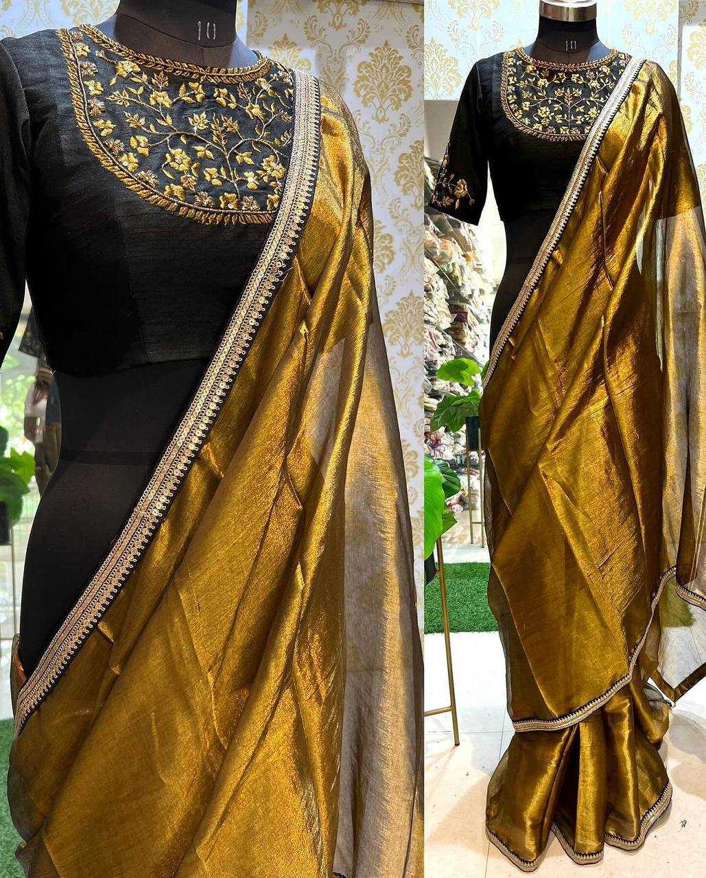 YNF GOLD PLATED KESH162 VRT115 SAREE WHOLESALE EMBROIDERED DESIGNER GOLDEN SAREE MANUFACTURER