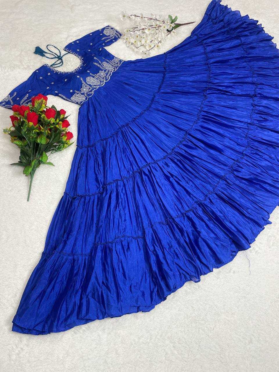 YNF HEAVY CHINNON SILK KESH367  04 GOWNS WHOLESALE EMBROIDERY SEQUIN LAYERED GOWNS MANUFACTURER