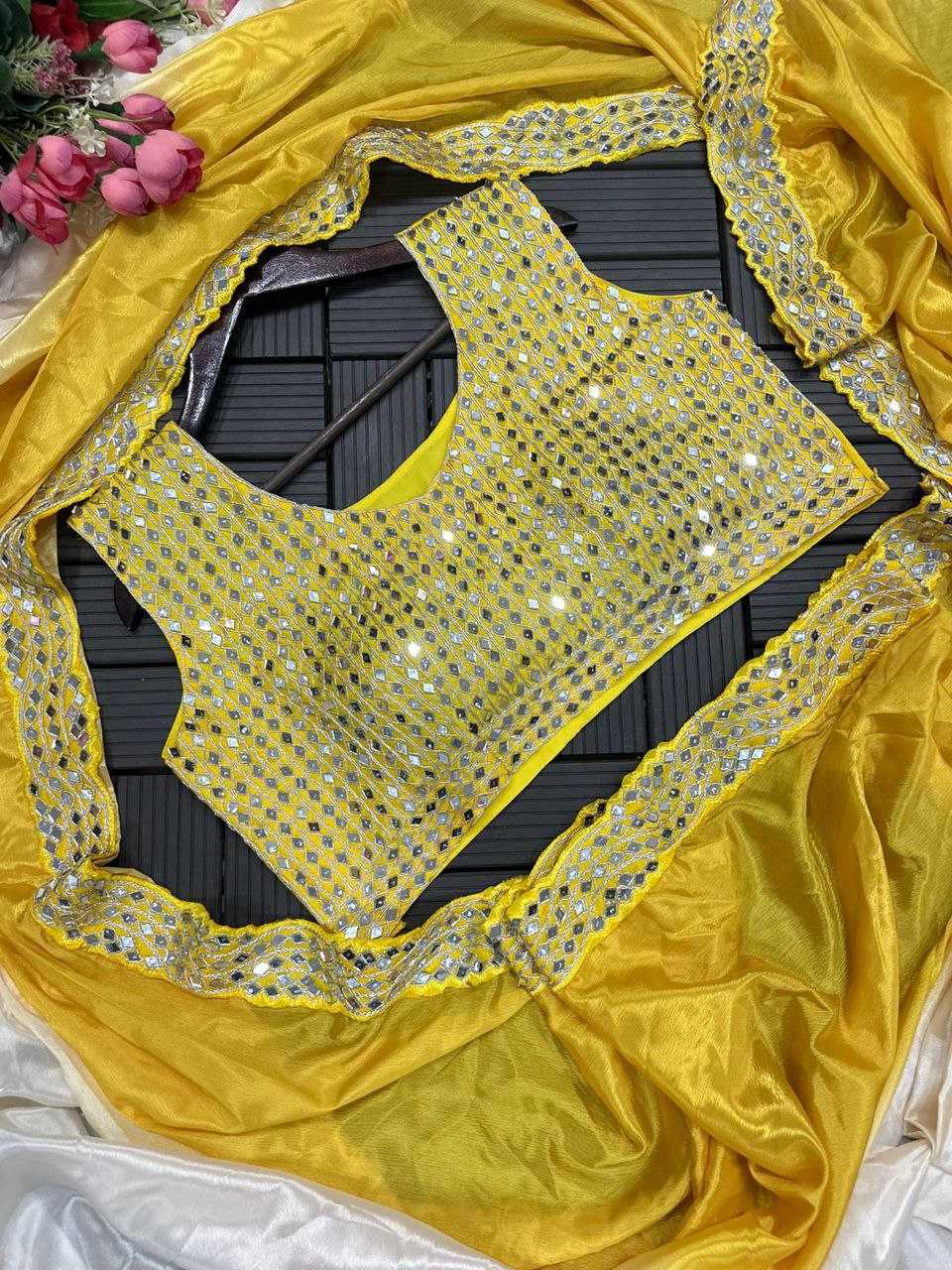 YNF HEAVY CHINON KESH176 153 SAREES WHOLESALE EMBROIDERED MIRROR WORK READY TO WEAR SAREES MANUFACTURER