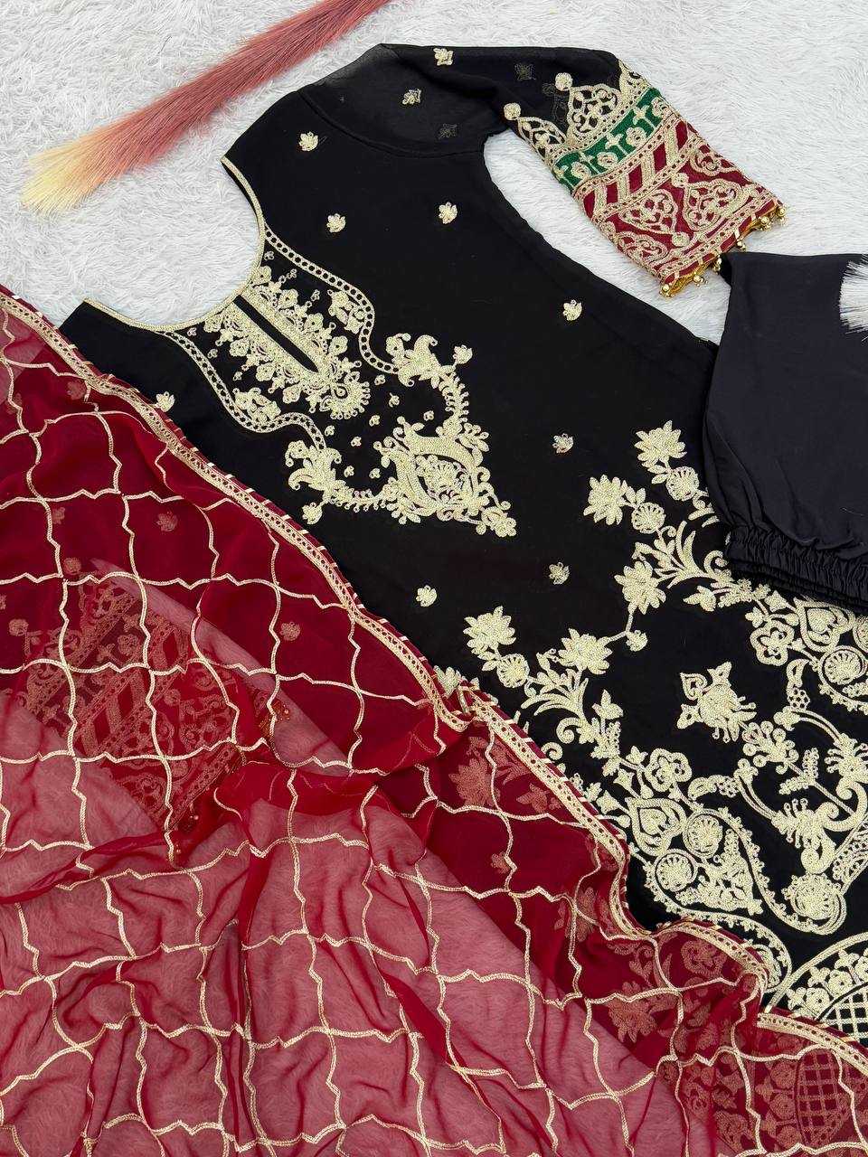 YNF HEAVY FAUX GEORGETTE KESH159 1322 SUITS & DRESSES WHOLESALE GEORGETTE EMBROIDERY PARTY WEAR SUITS MANUFACTURER