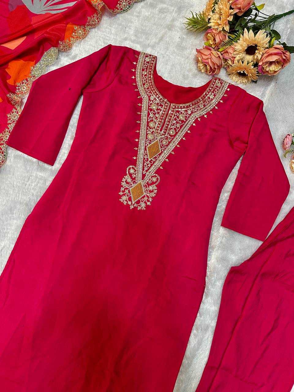 YNF HEAVY ROMAN SILK KESH148 056 SUITS & DRESSES WHOLESALE DESIGNER PARTY WEAR SILK SUITS & DRESSES MANUFACTURER