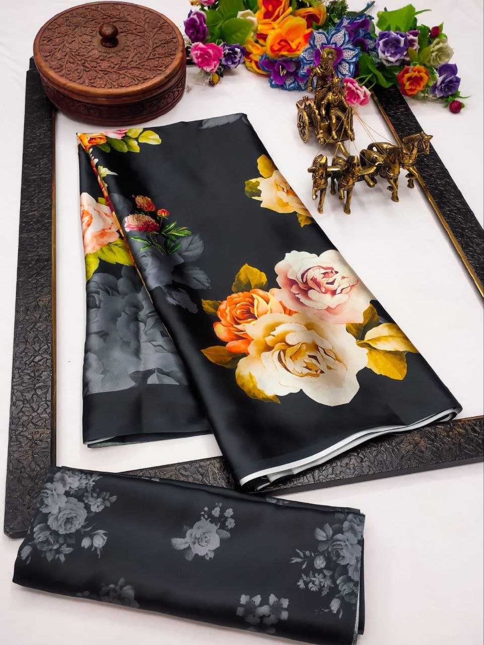 Ynf Japan Sartin KESH254 11 Sarees Wholesale Designer Sarees Printed Sarees Satin Sarees Manufacturer