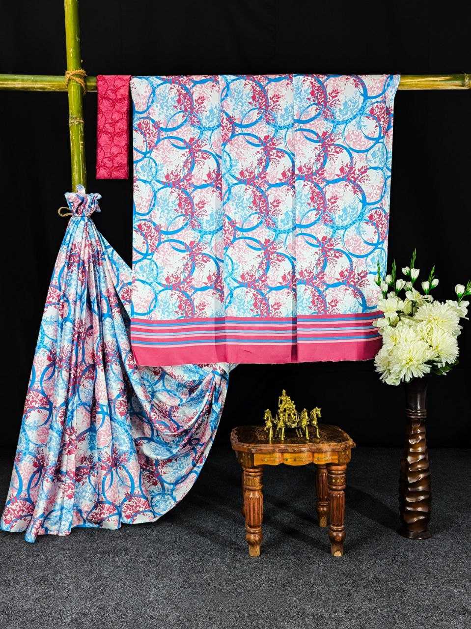 Ynf Japan Sartin KESH254 17 Sarees Wholesale Designer Sarees Printed Sarees Satin Sarees Manufacturer