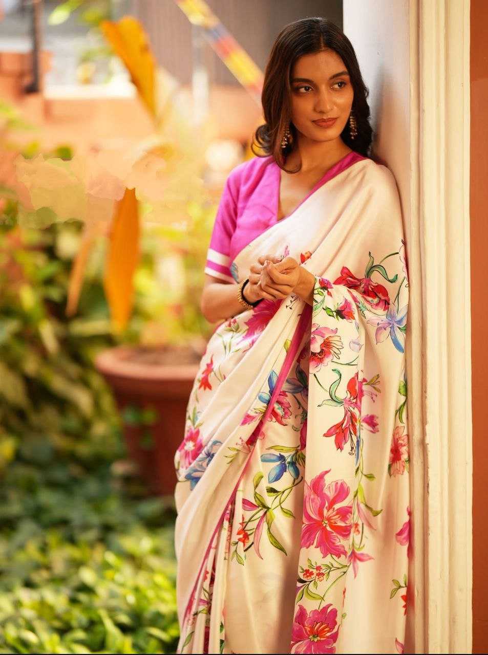 Ynf Japan Sartin KESH254 18 Sarees Wholesale Party Wear Sarees Printed Sarees Satin Sarees Manufacturer