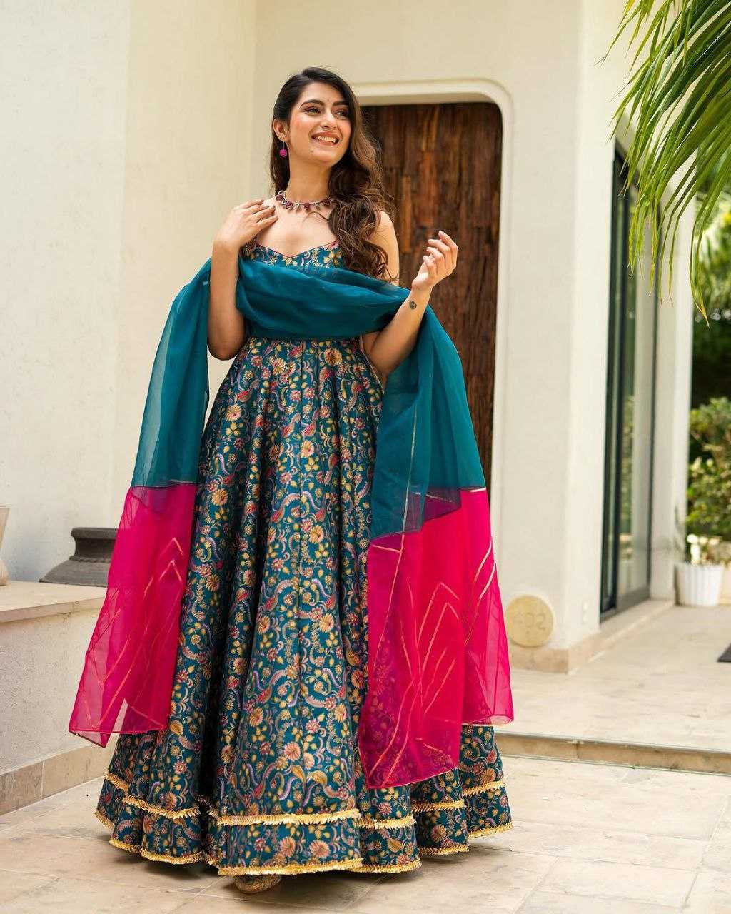 YNF JIMMY KESH154 1147 GOWNS WHOLESALE PRINTED FANCY ANARKALI GOWNS MANUFACTURER