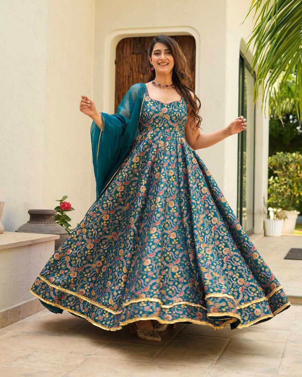 YNF JIMMY KESH154 1147 GOWNS WHOLESALE PRINTED FANCY ANARKALI GOWNS MANUFACTURER