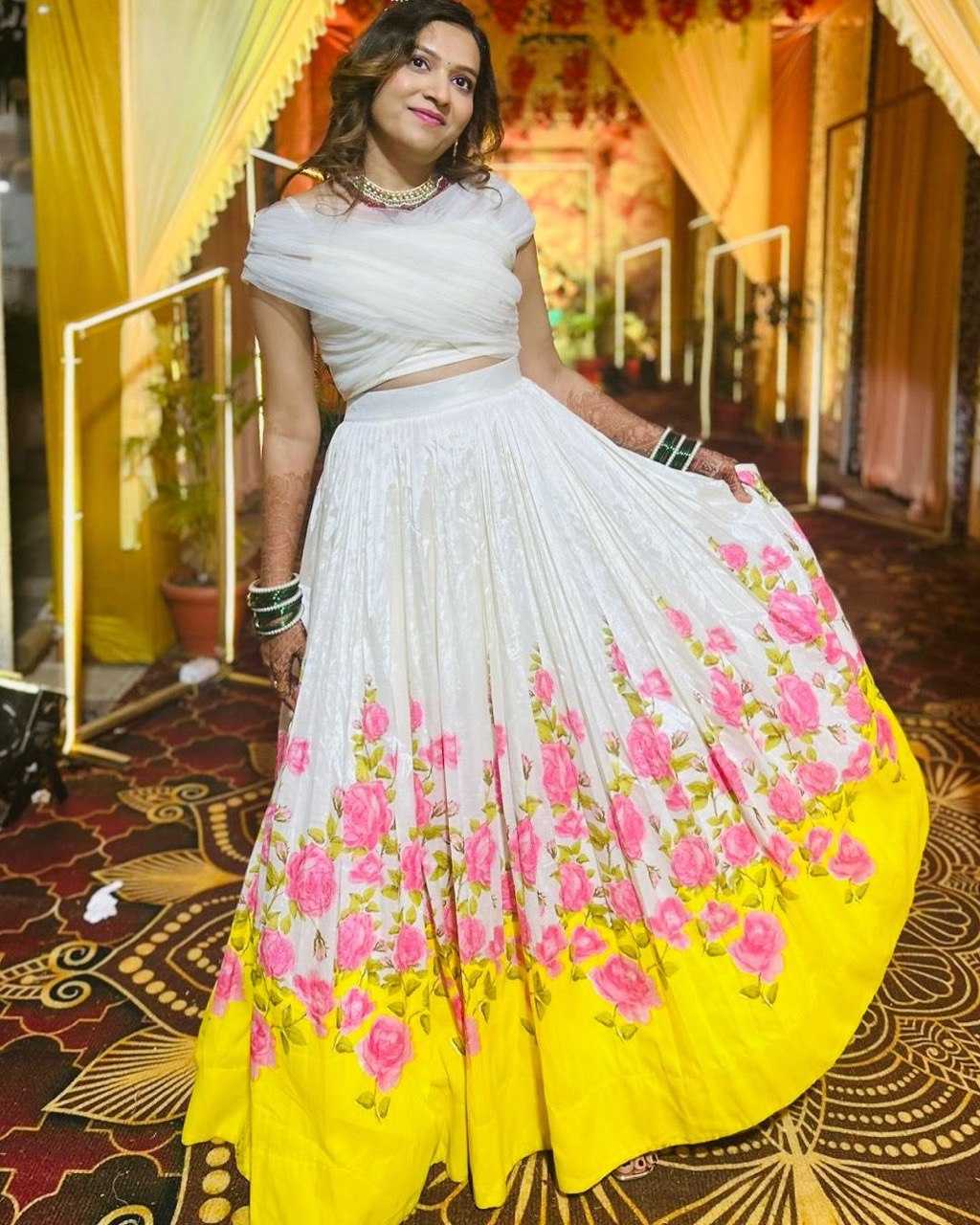 YNF JIMMY KESH154 274 LEHENGAS  WHOLESALE PRINTED FANCY HALDI LEHENGA  MANUFACTURER