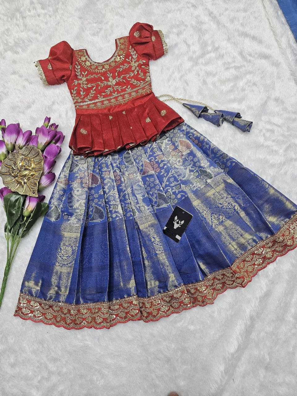 Ynf Kanjivaram Silk RIN161 RPVR31 Kids Wear Wholesale Kids Lehenga Kids Ghagra Choli Baby Girl Lehenga Manufacturer