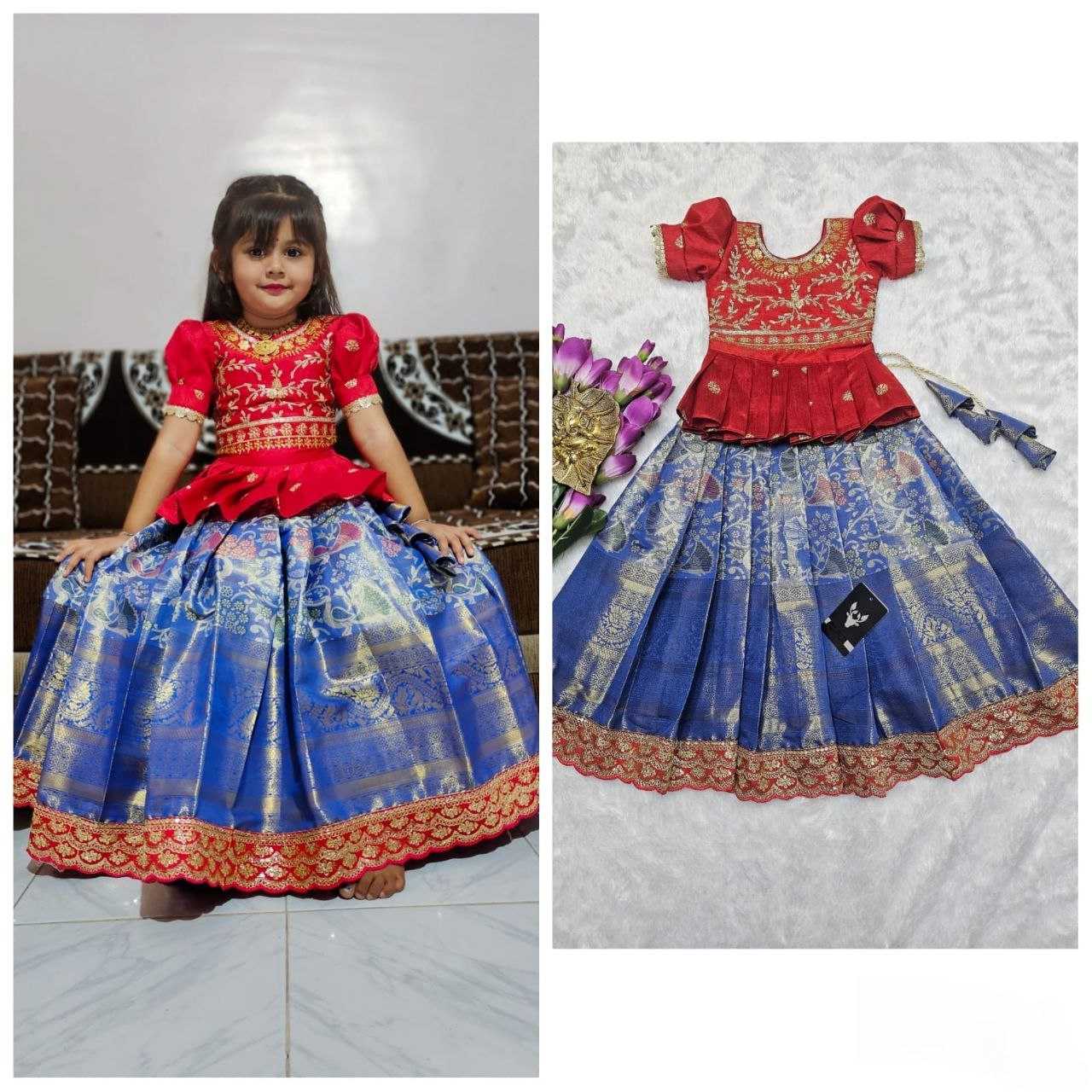 Ynf Kanjivaram Silk RIN161 RPVR31 Kids Wear Wholesale Kids Lehenga Kids Ghagra Choli Baby Girl Lehenga Manufacturer